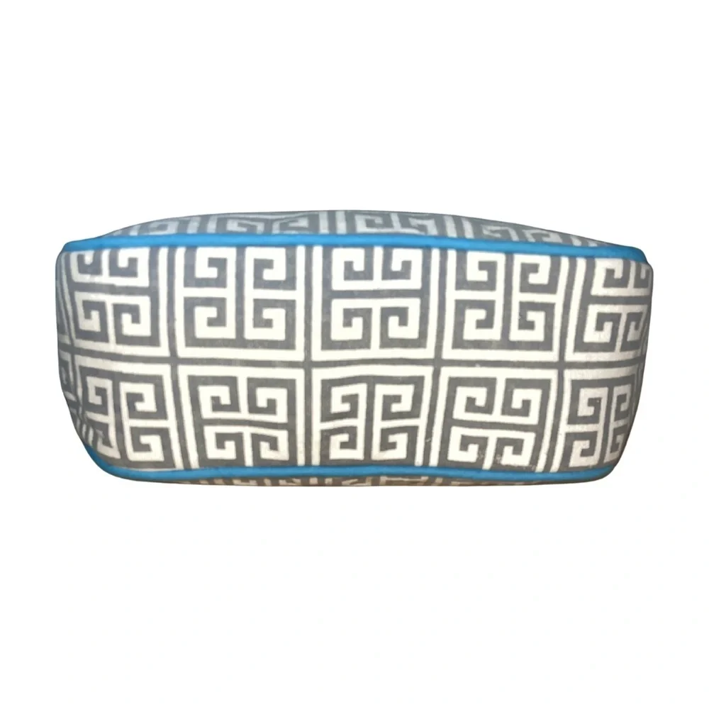 The Royal Standard Greek Key Amenities Bag - Gray & Turquoise Canvas